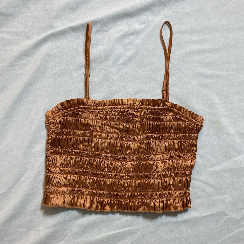 Forever 21 Shimmering Gold satin Crop Top